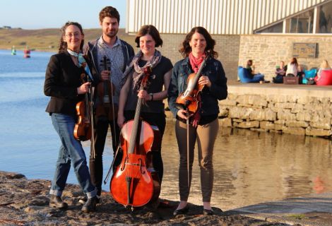 Fiddle Frenzy's Melbourne contingent: Louise, Claire, Declan and Judy. Photo: Davie Gardner