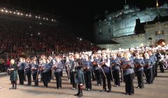 The 'Hjaltibonhoga' fiddlers in action at the Military Tattoo in Edinburgh. Photo: Kim Karam