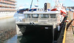 C&A Thomason's new musssel harvesting boat in Lerwick Harbour yesterday.