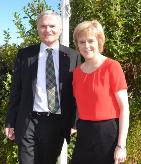 SNP list MSP Mike Mackenzie pictured in the isles with deputy first minister Nicola Sturgeon last week. Photo: Shetnews/Neil Riddell