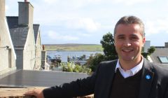 Ready to canvas - SNP MP for the western isles Angus MacNeil in Lerwick on Friday morning.