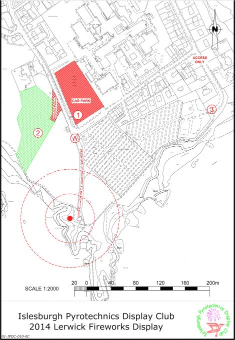 This year's fireworks display will be held at The Knab. See map for details.