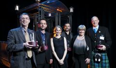 Joint winner of the Placemaking award: Brian Inkster (Inksters), Fraser Anderson (Scottish Ensemble), Jenni Steele (VisitScotland), John Raine (Shell UK), Liz Scott (Shell UK) Martin Danziger (Theatre Modo) - Photo: Eoin Carey.