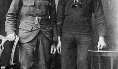 The Arthur brothers from Kirkigarth, Stromfirth, whose story is likely to be one of those explored by the WW1 project. Willie Arthur (left) was in the Gordon Highlanders, Jeemie served in the Royal Navy on HMS Vanellus. Photo Shetland Museum and Archives