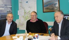 Discussing ways to expand the Lerwick district heating scheme are (from left): Star Renewable Energy director David Pearson, SHEAP manager Neville Martin and SHEAP board member Andrew Blackadder - Photo: Hans J Marter/ShetNews
