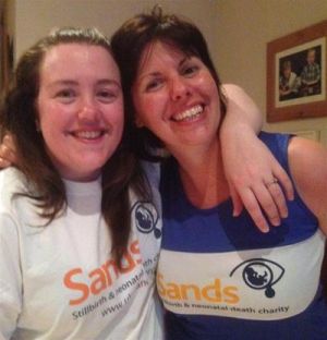 Marie Manson (left) with her friend Allison Hutchison who raised more than £5,000 for the charity Sands with their cross-Whalsay walk.