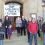 Urafirth parents outside Lerwick Town Hall on Wednesday morning. Photo: Shetnews/Hans Marter