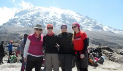 Sandwick woman Gemma Graham, right, with some of her fellow climbers during the Kilamanjaro trek in late August.