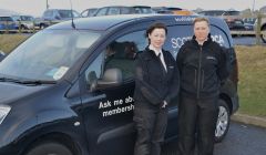 The SSPCA lasses Louise Sales (right) and Terresa Leask ready to look after animal welfare in the isles. Photo BBC Radio Shetland