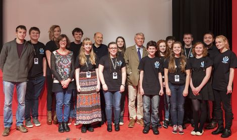 Meeting Don McCullin (right of centre) and Anthony D’Offay (left of centre) in London were (from left): Calum Toogood, Edward Hallam, Samuel McCormack, Liz Musser, Patrick Mainland, Jenny Brown, Kate Tyler, Elise Smith, Henry Hyndman, Iona Leask, Matthew Johnson, Cara Leask, Craig Meheut, Amber Grieve, Lewie Peterson, Emma Coote