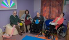 Some of the users of Newcraigielea in the newly finished Scottish Sea Farms sensory room. From left to right: Robbie Burns, Margaret Mail, Ivan Nisbet and Mimmie Moar.