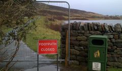Gates block the entrance to the footpath at Westerloch on Friday. Photo SIC