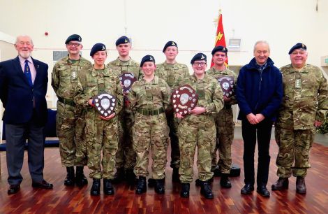 Award winners and newly promoted cadets.
