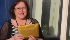 A delighted Kay Foster with her 'unexpected birthday present' - Photo: Hans J Marter/ShetNews