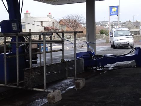 The petrol pumps at Sound Service Station took a fair old battering. Photo: Rita Smith