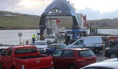 The Whalsay ferry Hendra at the Vidlin terminal - Photo: ShetNews