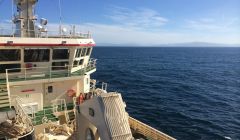 Blue skies on board the Altaire, just off San Sebastian in northern Spain. Photo: Colin Leask