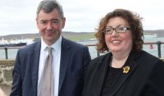 HIE chairman Lorne Crerar and local area manager Rachel Hunter in Lerwick on Wednesday - Photo: Hans J Marter