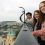Shetland students, Kaylee Mouat (right) and Hannah Budge, with Phi-Luan Chung from Diepholz, Germany, enjoying the view from the Bata Tower in Zlin, Czech Republic at the 2014 Global Classroom Conference - Photo: SIC