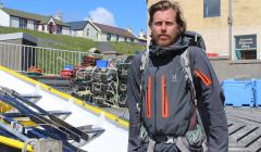 Long distance walker Arjen Ulrich In Hamnavoe this week - Photo: ShetNews