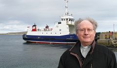Reverend David Cooper at the Gutcher ferry terminal in Yell. Photo: Church of Scotland