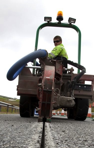 The 'ditch witch', which used microcutting technology to lay the fibre optic cable between Lerwick and Sandwick. Photo: Shetland Telecom