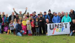 Festival goers enjoy the Landmarks and Legends Walk as part of UnstFest. Photo Desley Stickle