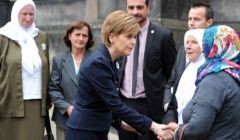 First Minister Nicola Sturgeon met with genocide survivors, Azir Asmanović and Nedžad Avdić, and with Srebrenica mothers, who lost husbands, sons, fathers and brothers in the atrocity. Photo: Scottish Government
