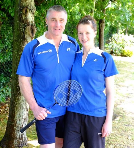 Badminton mixed doubles father and daughter Gordon Keith and Shona Mackay were surprised and delighted to win a silver medal. Photo: Shetland Island Games Association