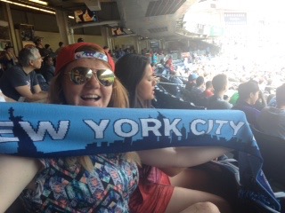 Megan enjoying the big match between NYC and Toronto - thanks to Lampard.