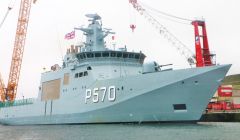 Danish naval vessel Knut Rasmussen in Lerwick harbour on Friday afternoon.