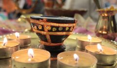 Candles lit during the Cunningsburgh Diwali celebration.