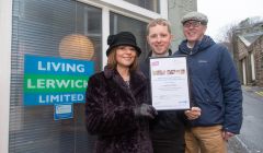 (L-R): Living Lerwick chair Cynthia Adamson, director Ben Mullay and vice-chair Steve Mathieson.