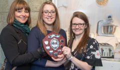 Living Lerwick chairwoman Cynthia Adamson with Elaine Burgess and Anna Moar of George Robertson Ltd.