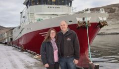 Husband and wife team Gilbert and Marianne Clark with the newly acquired Ronja Settler - Photo: Ben Mullay