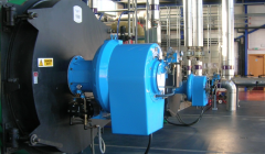 The peak load boiler station where the heat exchanger will be installed inside the guts of Lerwick's district heating scheme HQ at Gremista.