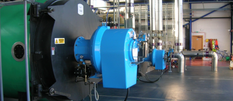 The peak load boiler station where the heat exchanger will be installed inside the guts of Lerwick's district heating scheme HQ at Gremista.
