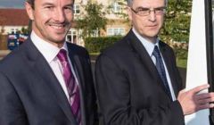 BT's Robert Thorburn and HIE's director of digital Stuart Robertson were in Shetland at the weekend to give a progress update on the rollout of faster broadband in Shetland. Photo: HIE