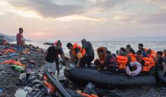 A group of mostly Syrian refugees arriving in the Greek island of Lesvos after crossing the Aegean Sea from Turkey. Photo: UNHCR