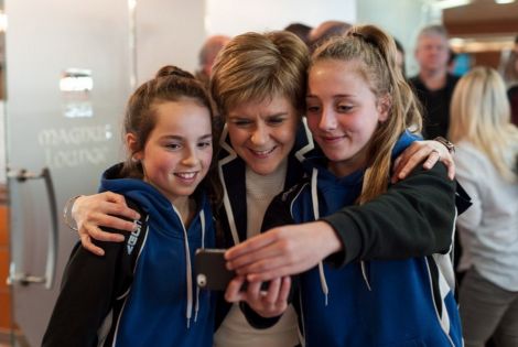 First Minister Nicola Sturgeon posed for selfies with islanders travelling north on the ferry from Aberdeen on Sunday night. Photo courtesy of the SNP