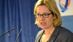 UK energy secretary Amber Rudd addressing the Laggan-Tormore inauguration ceremony at the Shetland Gas Plant on Monday - Photo: Mike Grundon/BBC