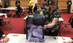 Some of the first Lerwick ballot papers being emptied out for counting.