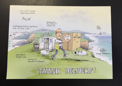 Tavish Scott's colourful postcard.
