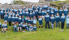 Players and coaches from Lerwick Thistle FC gathered with their new merchandise at Gilbertson Park on Tuesday night.