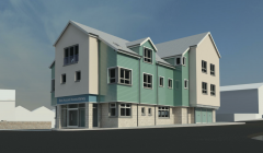 A graphic of how the new building will look.