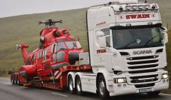 One of the Super Puma helicopters on its way to Lerwick. Photo: Ronnie Robertson