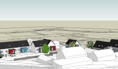 Designed by Alan Mckay, Irvine Contractors got permission to build eight new houses in Hoswick.