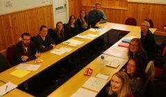 Shetland’s probationer teachers at their recent induction day with the SIC’s quality improvement manager Audrey Edwards and quality improvement officer Robin Calder. Clockwise from left: David Burke, Emma Black, Emma Murray, Linda Tait, Kirstin Sineath, Cheryl Cluness, Nicola Wagstaff and Laura McIntyre. Absent from the photo is Lynsey Spence.