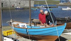 Brian Wishart and Gibbie Fraser at Hay's Dock during the inaugural Shetland Boat Week. Photo courtesy of Shetland Amenity Trust.