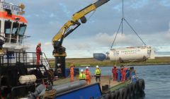 Nova says the deployment of its second turbine in Bluemull Sound makes this the first tidal array to deliver electricity to the grid. Photo: Nova Innovation